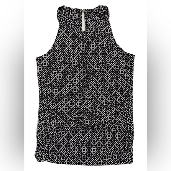 White House Black Market Womens Blouse XXS Black Pattern Sleeveless Top WHBM - Picture 2 of 4